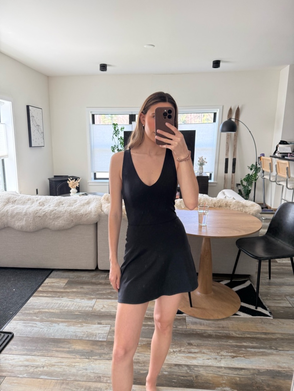 Reformation Black V-Neck Sleeveless Mini Dress